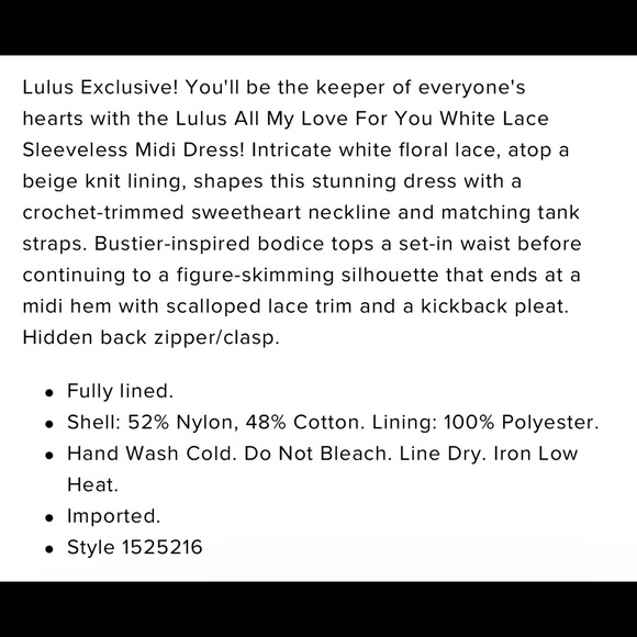 Lulus White Lace Crochet Midi Dress size small - Picture 14 of 14